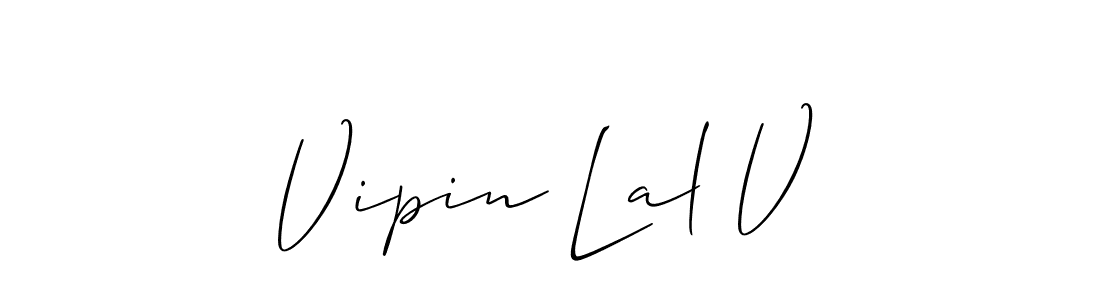 Allison_Script is a professional signature style that is perfect for those who want to add a touch of class to their signature. It is also a great choice for those who want to make their signature more unique. Get Vipin Lal V name to fancy signature for free. Vipin Lal V signature style 2 images and pictures png