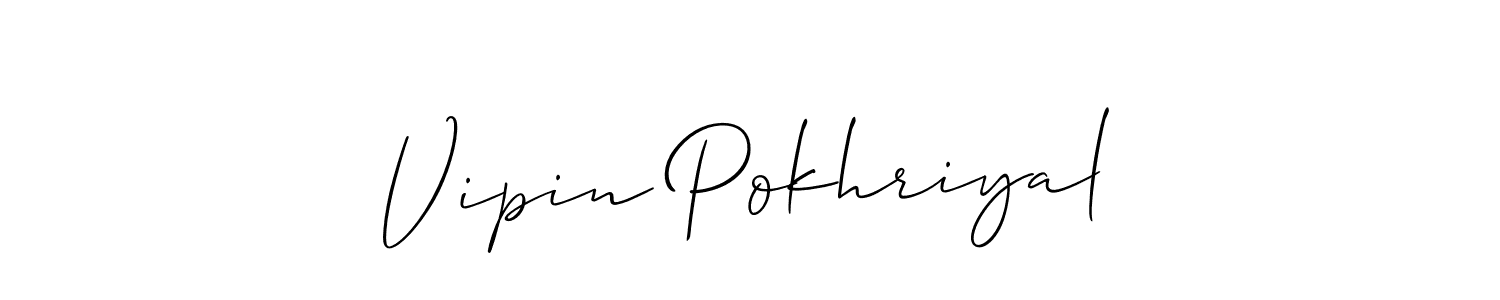 Allison_Script is a professional signature style that is perfect for those who want to add a touch of class to their signature. It is also a great choice for those who want to make their signature more unique. Get Vipin Pokhriyal name to fancy signature for free. Vipin Pokhriyal signature style 2 images and pictures png