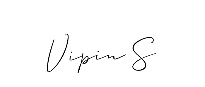 if you are searching for the best signature style for your name Vipin S. so please give up your signature search. here we have designed multiple signature styles  using Allison_Script. Vipin S signature style 2 images and pictures png