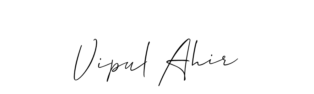 How to make Vipul Ahir name signature. Use Allison_Script style for creating short signs online. This is the latest handwritten sign. Vipul Ahir signature style 2 images and pictures png
