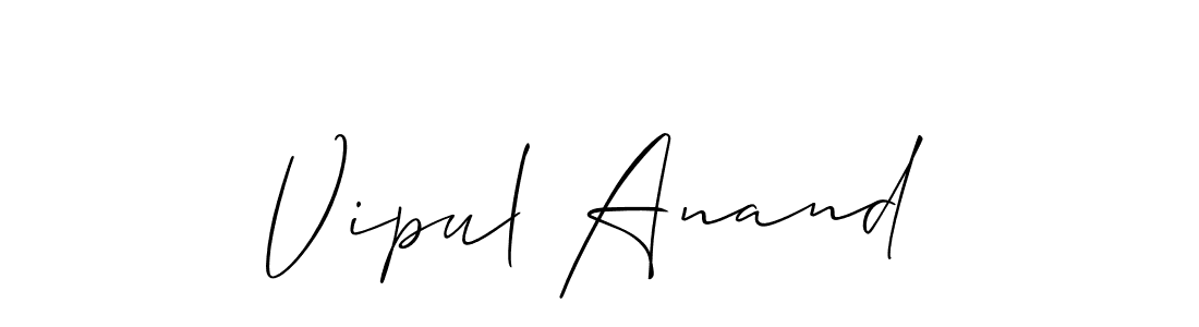 It looks lik you need a new signature style for name Vipul Anand. Design unique handwritten (Allison_Script) signature with our free signature maker in just a few clicks. Vipul Anand signature style 2 images and pictures png