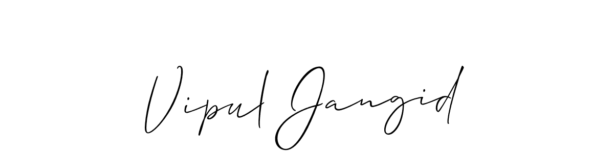 Make a beautiful signature design for name Vipul Jangid. With this signature (Allison_Script) style, you can create a handwritten signature for free. Vipul Jangid signature style 2 images and pictures png