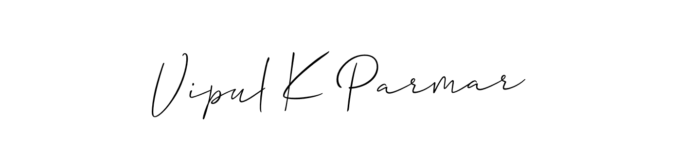 Allison_Script is a professional signature style that is perfect for those who want to add a touch of class to their signature. It is also a great choice for those who want to make their signature more unique. Get Vipul K Parmar name to fancy signature for free. Vipul K Parmar signature style 2 images and pictures png