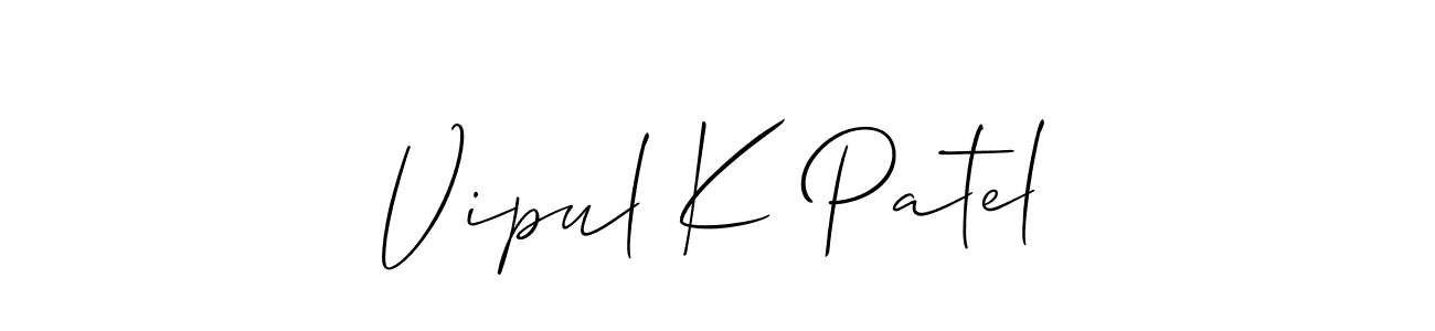 Make a short Vipul K Patel signature style. Manage your documents anywhere anytime using Allison_Script. Create and add eSignatures, submit forms, share and send files easily. Vipul K Patel signature style 2 images and pictures png