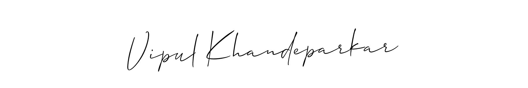 How to make Vipul Khandeparkar name signature. Use Allison_Script style for creating short signs online. This is the latest handwritten sign. Vipul Khandeparkar signature style 2 images and pictures png