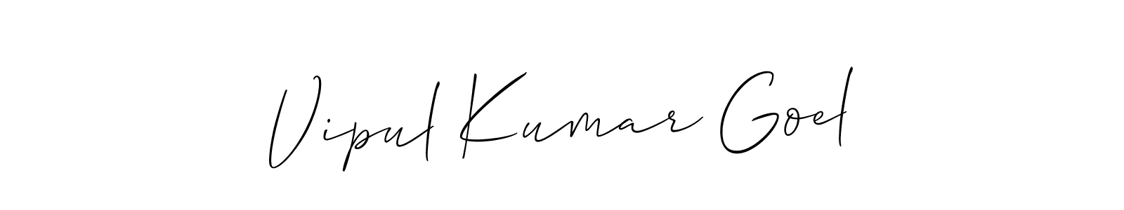 This is the best signature style for the Vipul Kumar Goel name. Also you like these signature font (Allison_Script). Mix name signature. Vipul Kumar Goel signature style 2 images and pictures png