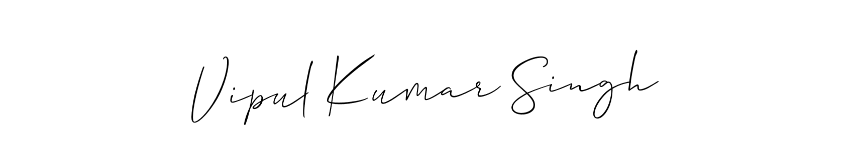 The best way (Allison_Script) to make a short signature is to pick only two or three words in your name. The name Vipul Kumar Singh include a total of six letters. For converting this name. Vipul Kumar Singh signature style 2 images and pictures png
