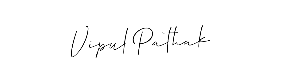 How to make Vipul Pathak name signature. Use Allison_Script style for creating short signs online. This is the latest handwritten sign. Vipul Pathak signature style 2 images and pictures png