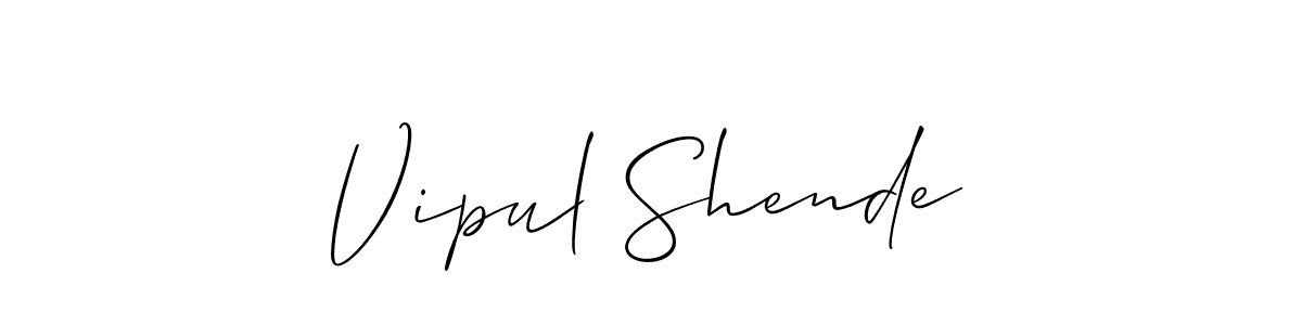 It looks lik you need a new signature style for name Vipul Shende. Design unique handwritten (Allison_Script) signature with our free signature maker in just a few clicks. Vipul Shende signature style 2 images and pictures png