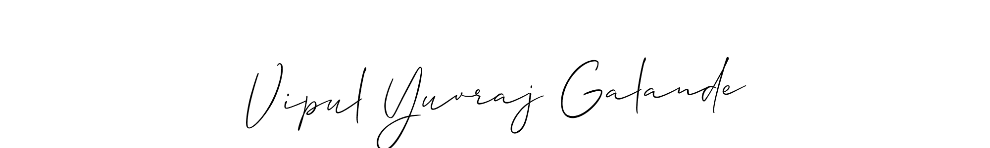 This is the best signature style for the Vipul Yuvraj Galande name. Also you like these signature font (Allison_Script). Mix name signature. Vipul Yuvraj Galande signature style 2 images and pictures png