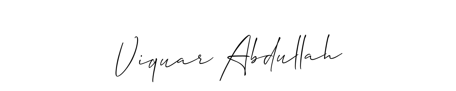 Also You can easily find your signature by using the search form. We will create Viquar Abdullah name handwritten signature images for you free of cost using Allison_Script sign style. Viquar Abdullah signature style 2 images and pictures png
