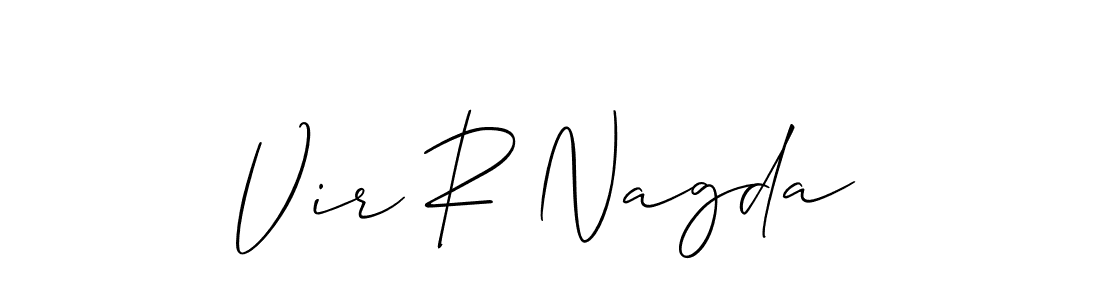 The best way (Allison_Script) to make a short signature is to pick only two or three words in your name. The name Vir R Nagda include a total of six letters. For converting this name. Vir R Nagda signature style 2 images and pictures png