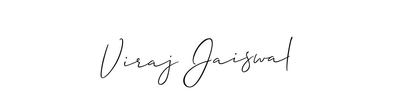The best way (Allison_Script) to make a short signature is to pick only two or three words in your name. The name Viraj Jaiswal include a total of six letters. For converting this name. Viraj Jaiswal signature style 2 images and pictures png