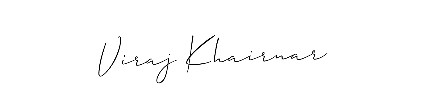 Allison_Script is a professional signature style that is perfect for those who want to add a touch of class to their signature. It is also a great choice for those who want to make their signature more unique. Get Viraj Khairnar name to fancy signature for free. Viraj Khairnar signature style 2 images and pictures png