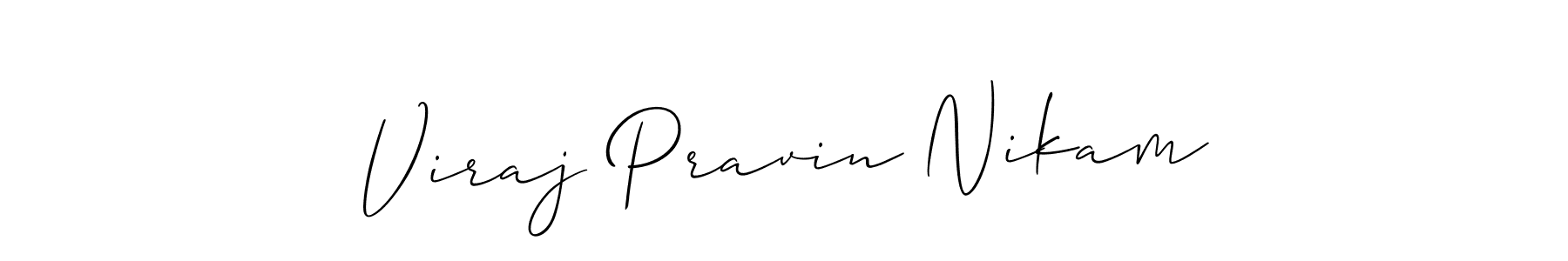 Also we have Viraj Pravin Nikam name is the best signature style. Create professional handwritten signature collection using Allison_Script autograph style. Viraj Pravin Nikam signature style 2 images and pictures png