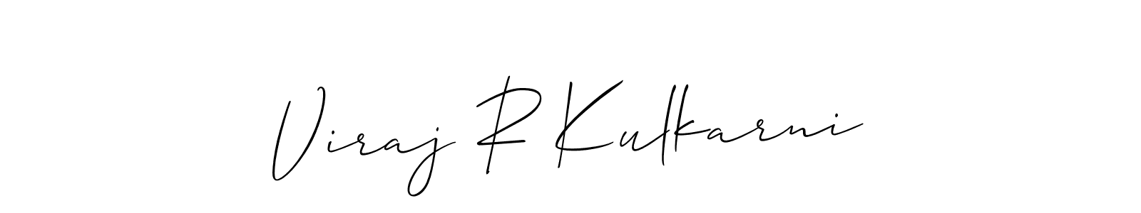 if you are searching for the best signature style for your name Viraj R Kulkarni. so please give up your signature search. here we have designed multiple signature styles  using Allison_Script. Viraj R Kulkarni signature style 2 images and pictures png
