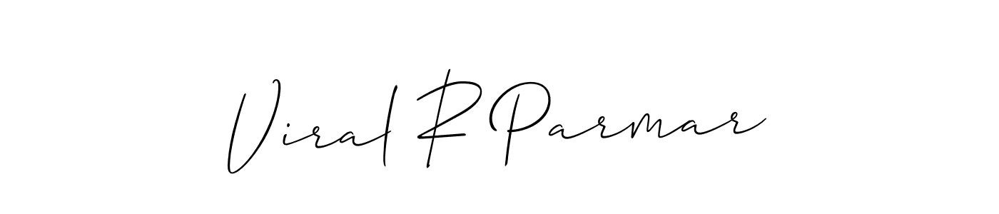 The best way (Allison_Script) to make a short signature is to pick only two or three words in your name. The name Viral R Parmar include a total of six letters. For converting this name. Viral R Parmar signature style 2 images and pictures png