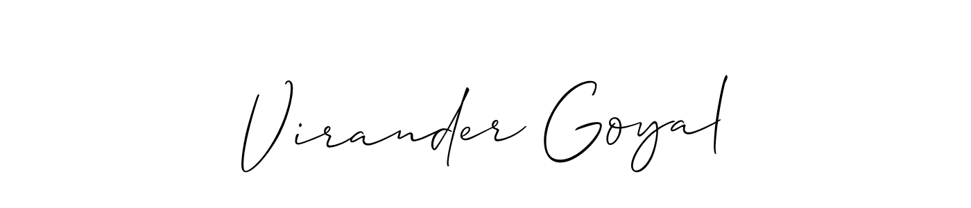How to make Virander Goyal signature? Allison_Script is a professional autograph style. Create handwritten signature for Virander Goyal name. Virander Goyal signature style 2 images and pictures png