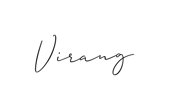 Design your own signature with our free online signature maker. With this signature software, you can create a handwritten (Allison_Script) signature for name Virang. Virang signature style 2 images and pictures png