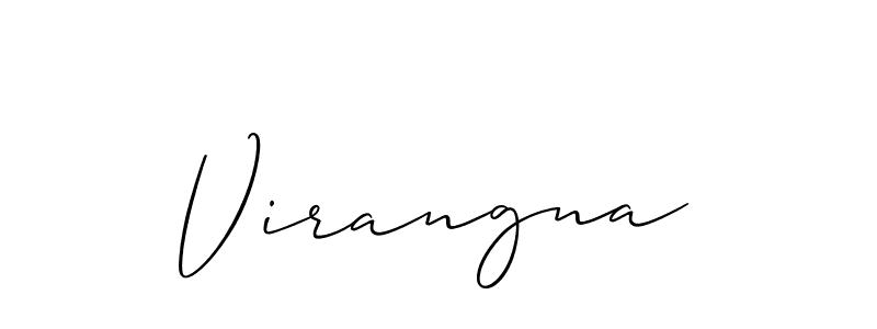 Use a signature maker to create a handwritten signature online. With this signature software, you can design (Allison_Script) your own signature for name Virangna. Virangna signature style 2 images and pictures png