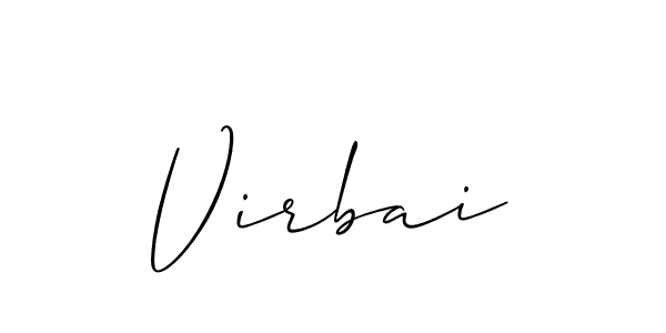 It looks lik you need a new signature style for name Virbai. Design unique handwritten (Allison_Script) signature with our free signature maker in just a few clicks. Virbai signature style 2 images and pictures png