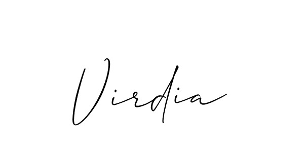 Design your own signature with our free online signature maker. With this signature software, you can create a handwritten (Allison_Script) signature for name Virdia. Virdia signature style 2 images and pictures png