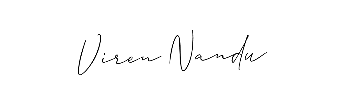 How to make Viren Nandu name signature. Use Allison_Script style for creating short signs online. This is the latest handwritten sign. Viren Nandu signature style 2 images and pictures png