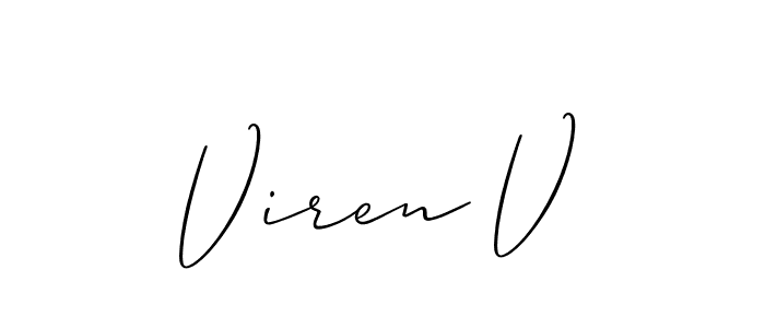 How to make Viren V signature? Allison_Script is a professional autograph style. Create handwritten signature for Viren V name. Viren V signature style 2 images and pictures png