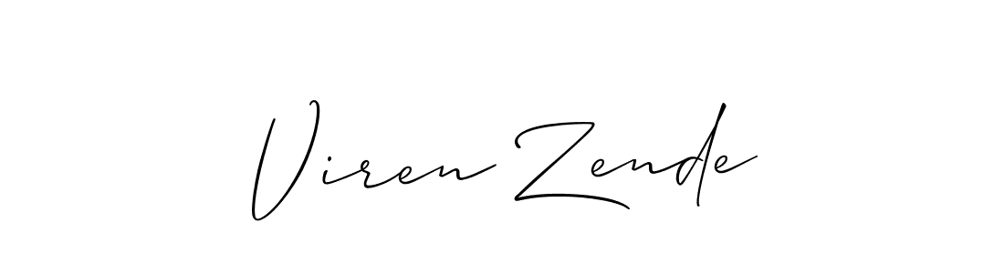 The best way (Allison_Script) to make a short signature is to pick only two or three words in your name. The name Viren Zende include a total of six letters. For converting this name. Viren Zende signature style 2 images and pictures png