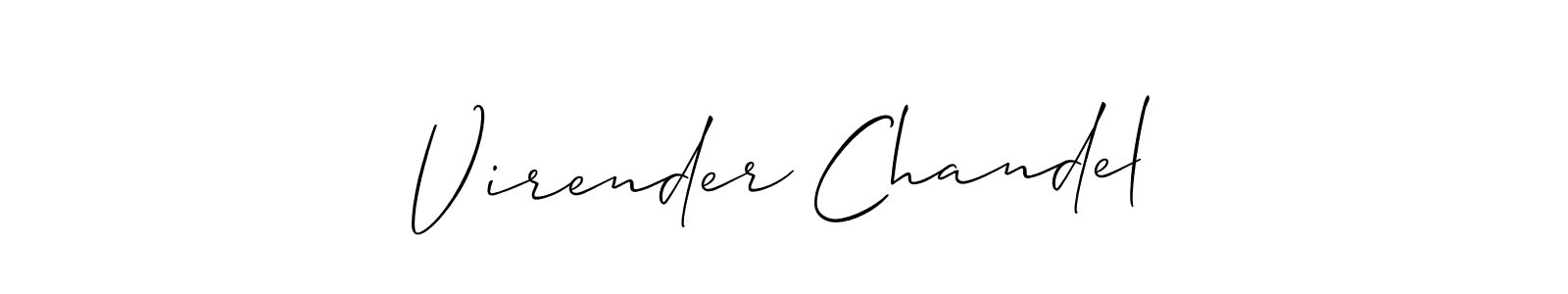 Also You can easily find your signature by using the search form. We will create Virender Chandel name handwritten signature images for you free of cost using Allison_Script sign style. Virender Chandel signature style 2 images and pictures png