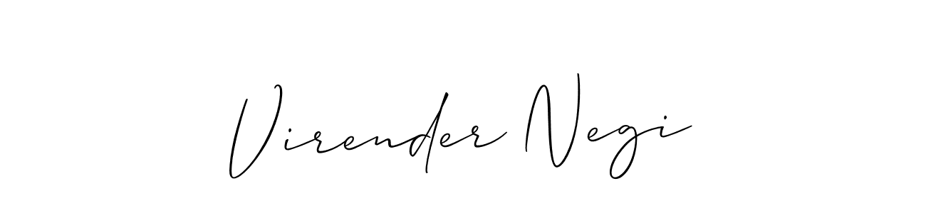 Make a beautiful signature design for name Virender Negi. With this signature (Allison_Script) style, you can create a handwritten signature for free. Virender Negi signature style 2 images and pictures png