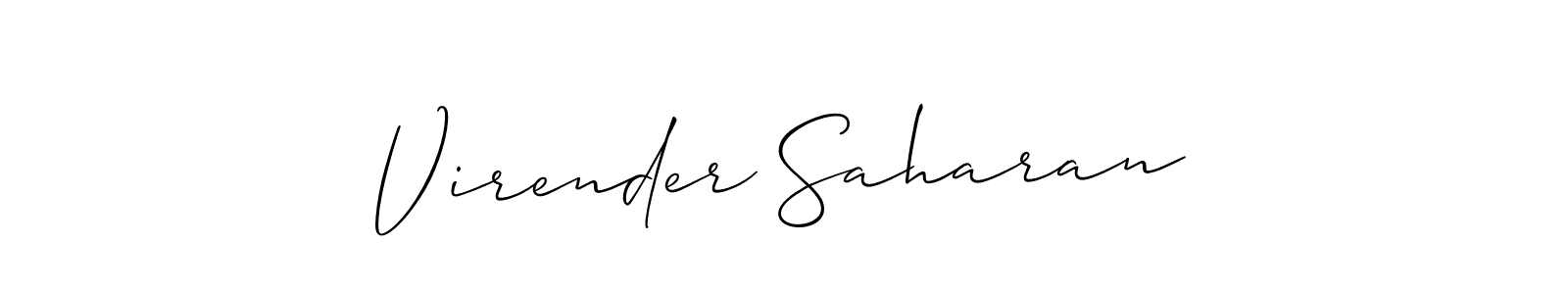 Make a beautiful signature design for name Virender Saharan. With this signature (Allison_Script) style, you can create a handwritten signature for free. Virender Saharan signature style 2 images and pictures png