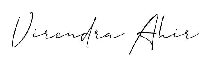 A classic penmanship look for Virendra Ahir. The Allison_Script font brings timeless elegance and confidence to every signed document. Virendra Ahir signature style 2 images and pictures png