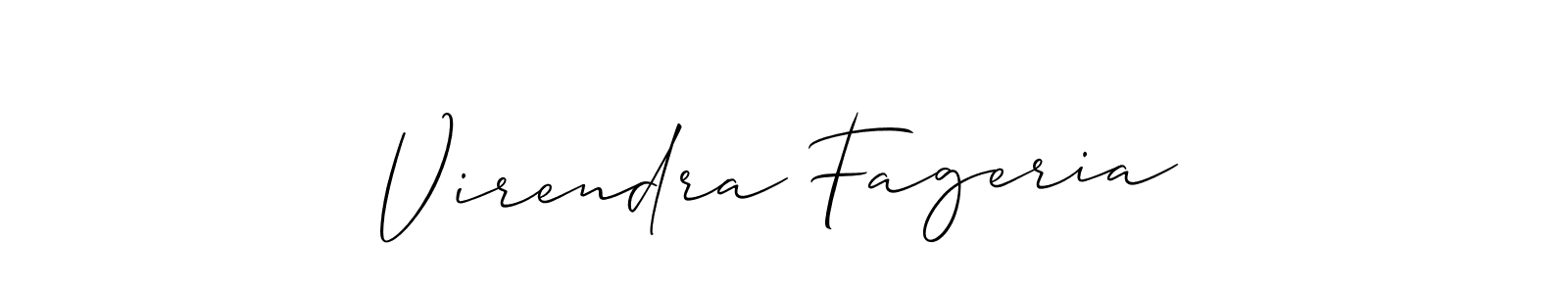 How to make Virendra Fageria name signature. Use Allison_Script style for creating short signs online. This is the latest handwritten sign. Virendra Fageria signature style 2 images and pictures png