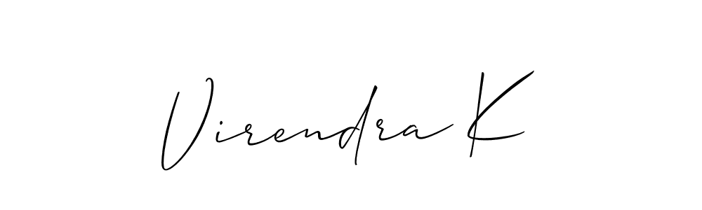 Also You can easily find your signature by using the search form. We will create Virendra K name handwritten signature images for you free of cost using Allison_Script sign style. Virendra K signature style 2 images and pictures png