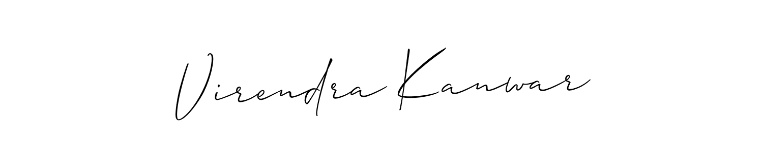 Allison_Script is a professional signature style that is perfect for those who want to add a touch of class to their signature. It is also a great choice for those who want to make their signature more unique. Get Virendra Kanwar name to fancy signature for free. Virendra Kanwar signature style 2 images and pictures png