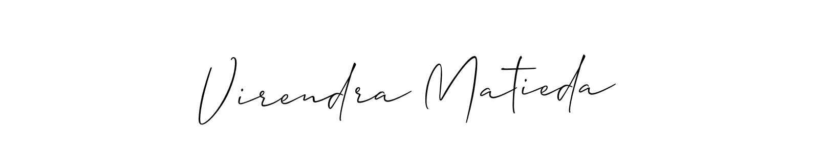 Make a beautiful signature design for name Virendra Matieda. With this signature (Allison_Script) style, you can create a handwritten signature for free. Virendra Matieda signature style 2 images and pictures png