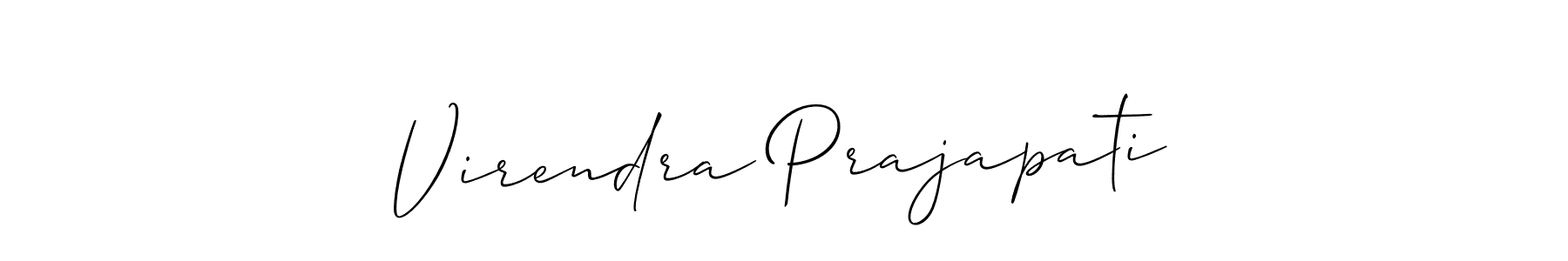 Allison_Script is a professional signature style that is perfect for those who want to add a touch of class to their signature. It is also a great choice for those who want to make their signature more unique. Get Virendra Prajapati name to fancy signature for free. Virendra Prajapati signature style 2 images and pictures png