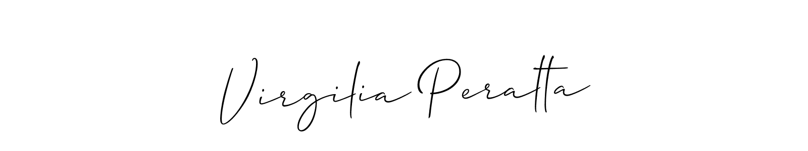 Virgilia Peralta stylish signature style. Best Handwritten Sign (Allison_Script) for my name. Handwritten Signature Collection Ideas for my name Virgilia Peralta. Virgilia Peralta signature style 2 images and pictures png