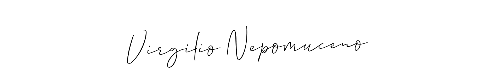 This is the best signature style for the Virgilio Nepomuceno name. Also you like these signature font (Allison_Script). Mix name signature. Virgilio Nepomuceno signature style 2 images and pictures png