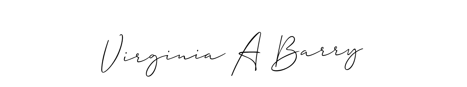 How to make Virginia A Barry signature? Allison_Script is a professional autograph style. Create handwritten signature for Virginia A Barry name. Virginia A Barry signature style 2 images and pictures png
