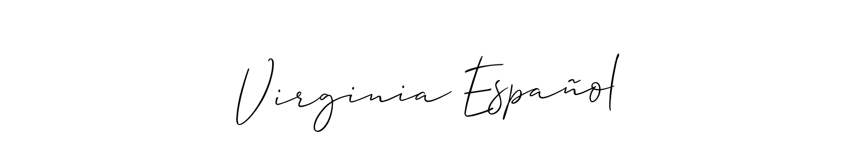 It looks lik you need a new signature style for name Virginia Español. Design unique handwritten (Allison_Script) signature with our free signature maker in just a few clicks. Virginia Español signature style 2 images and pictures png