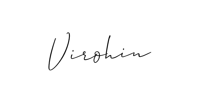 Use a signature maker to create a handwritten signature online. With this signature software, you can design (Allison_Script) your own signature for name Virohin. Virohin signature style 2 images and pictures png