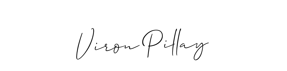 How to make Viron Pillay name signature. Use Allison_Script style for creating short signs online. This is the latest handwritten sign. Viron Pillay signature style 2 images and pictures png