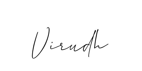 The best way (Allison_Script) to make a short signature is to pick only two or three words in your name. The name Virudh include a total of six letters. For converting this name. Virudh signature style 2 images and pictures png