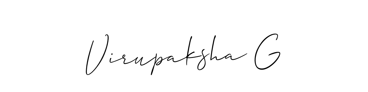 Use a signature maker to create a handwritten signature online. With this signature software, you can design (Allison_Script) your own signature for name Virupaksha G. Virupaksha G signature style 2 images and pictures png