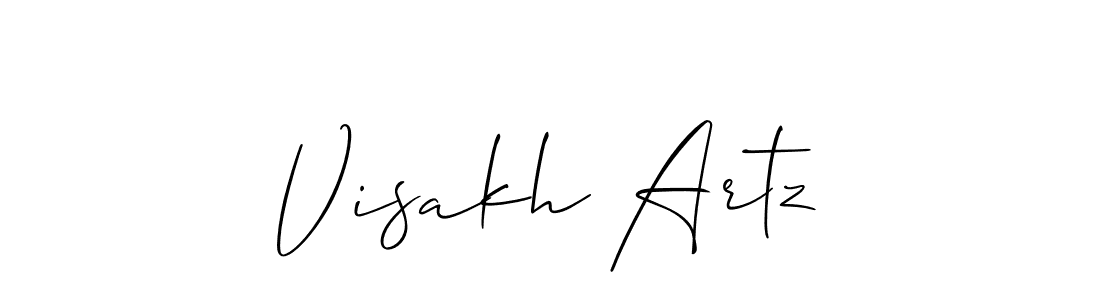 How to make Visakh Artz name signature. Use Allison_Script style for creating short signs online. This is the latest handwritten sign. Visakh Artz signature style 2 images and pictures png