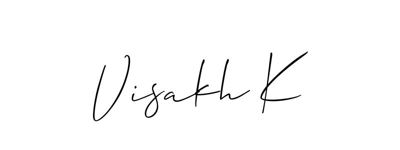 How to make Visakh K name signature. Use Allison_Script style for creating short signs online. This is the latest handwritten sign. Visakh K signature style 2 images and pictures png