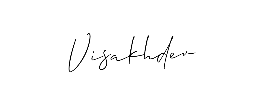 The best way (Allison_Script) to make a short signature is to pick only two or three words in your name. The name Visakhdev include a total of six letters. For converting this name. Visakhdev signature style 2 images and pictures png