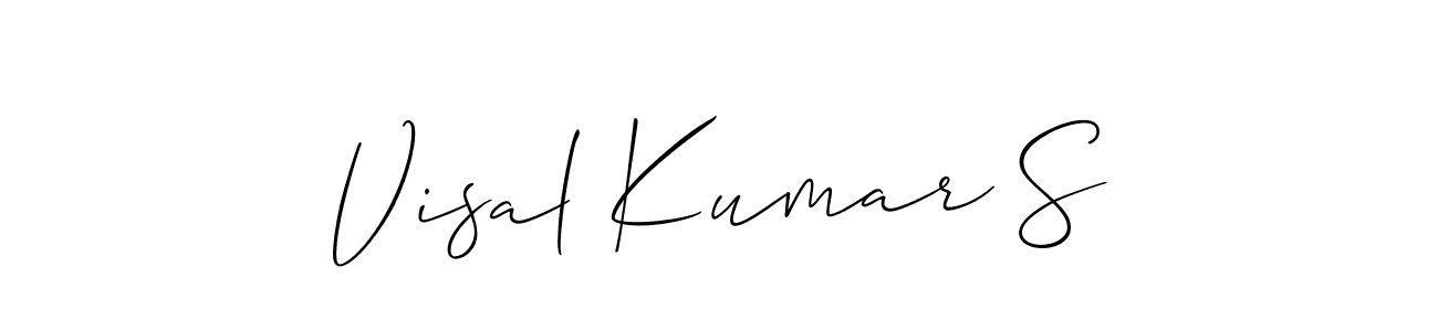 How to make Visal Kumar S name signature. Use Allison_Script style for creating short signs online. This is the latest handwritten sign. Visal Kumar S signature style 2 images and pictures png